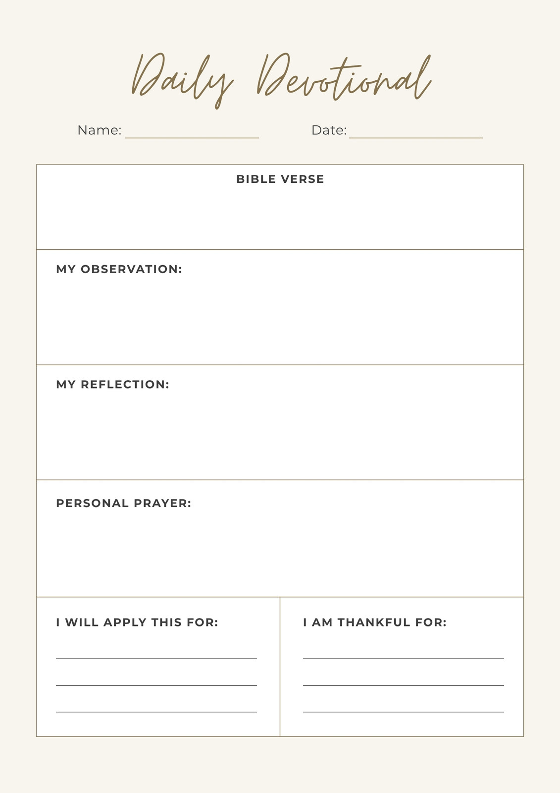 Free and customizable devotional templates