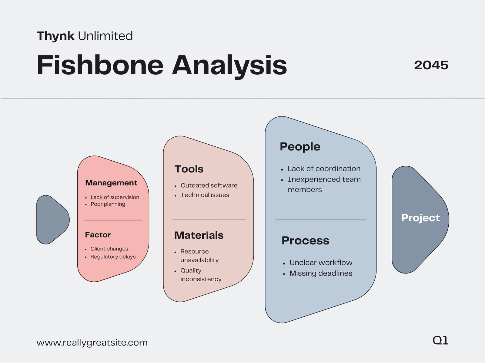 Pink Blue and Gray Modern Fishbone Analysis Graph