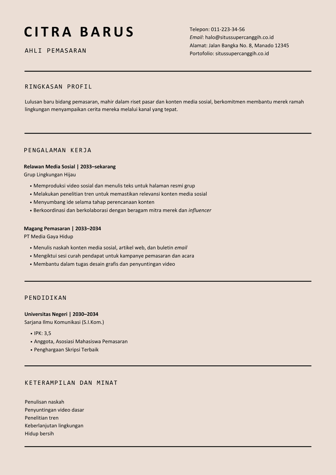 Resume Pemasaran dan Penjualan Klasik Hangat Hitam Cokelat Muda