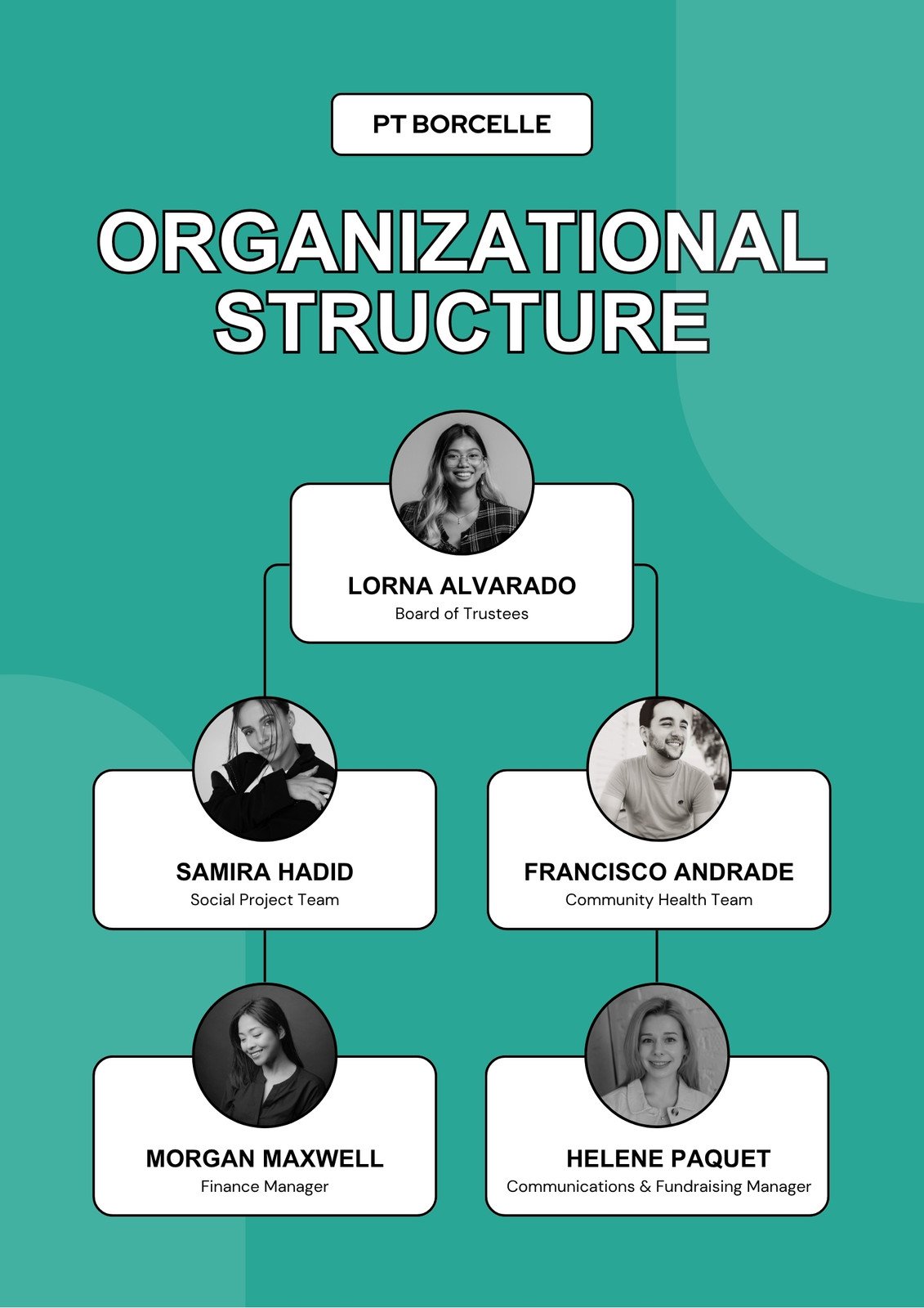 Teal and White Simple Organisational Structure A3