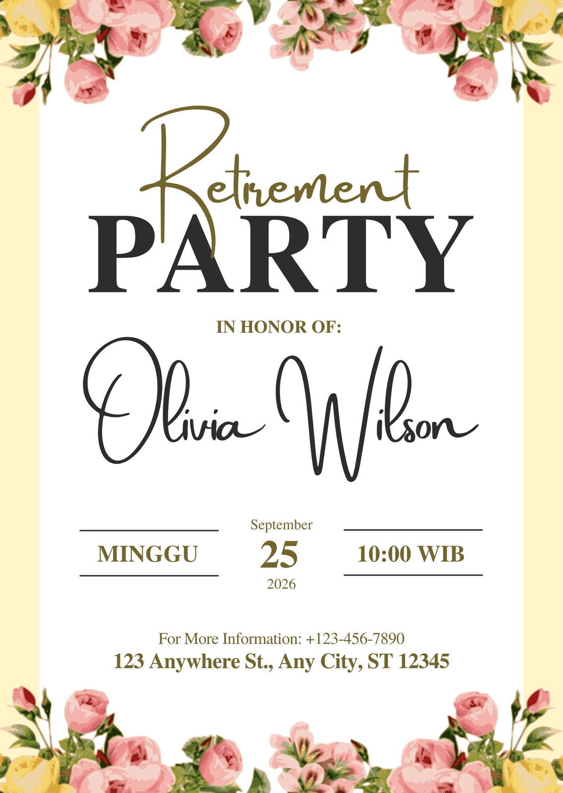 Cream Aesthetic Retirement Party Invitation