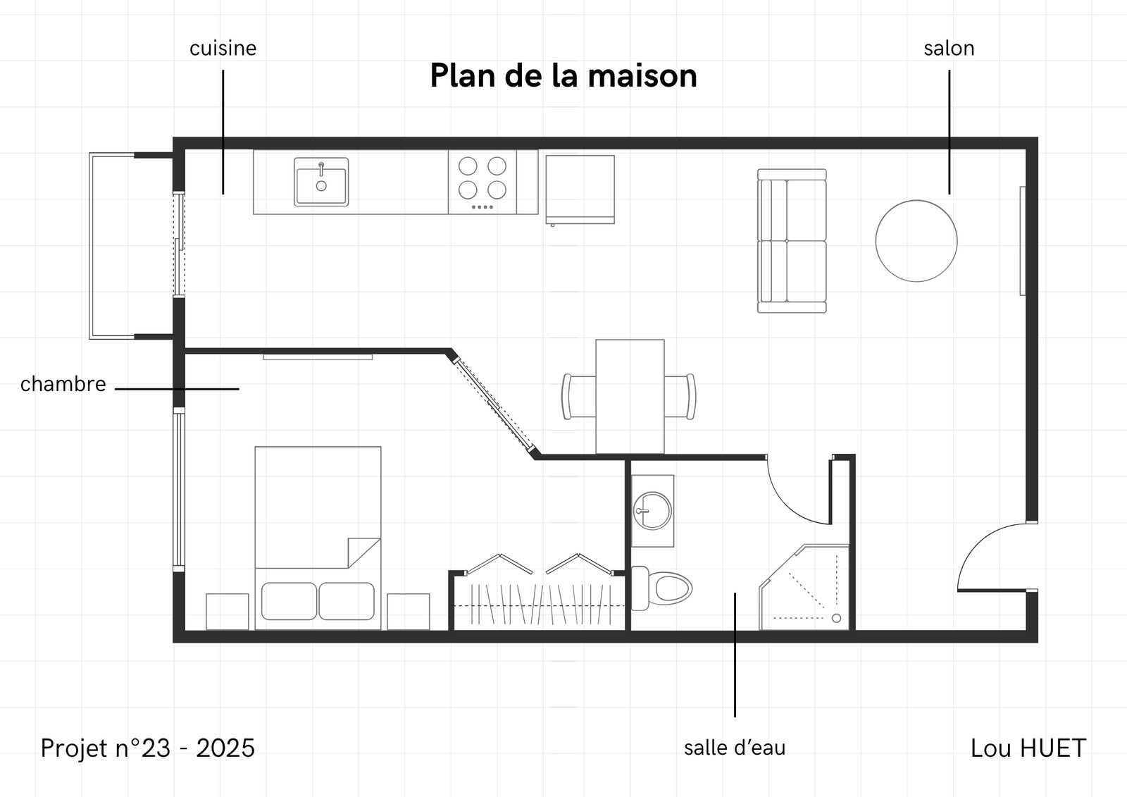 Noir et blanc moderne plan de la maison architecture document a4 Noir et blanc moderne plan de la maison architecture document a4