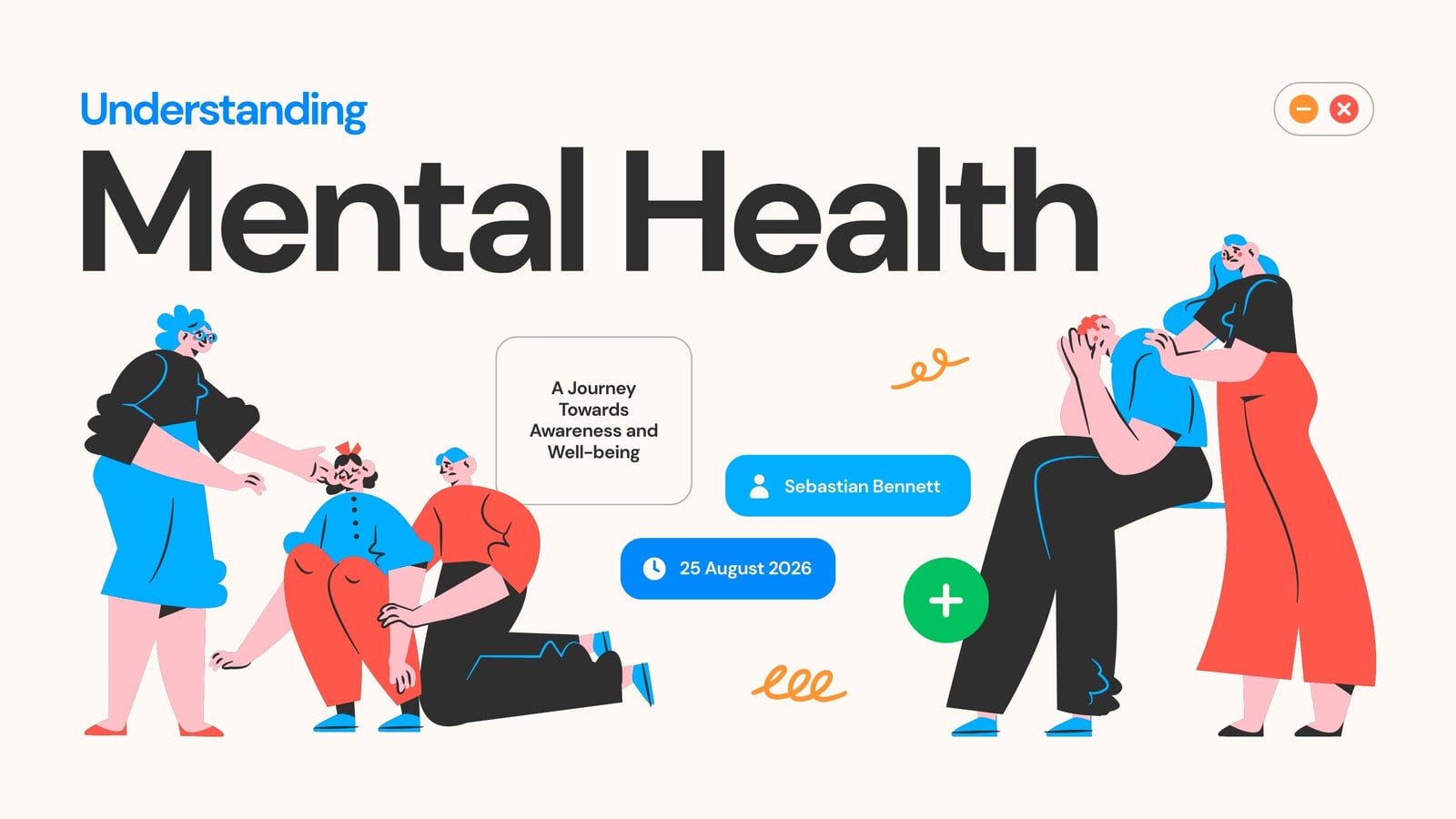 Black Blue and Red Illustrated Mental Health Awareness Presentation