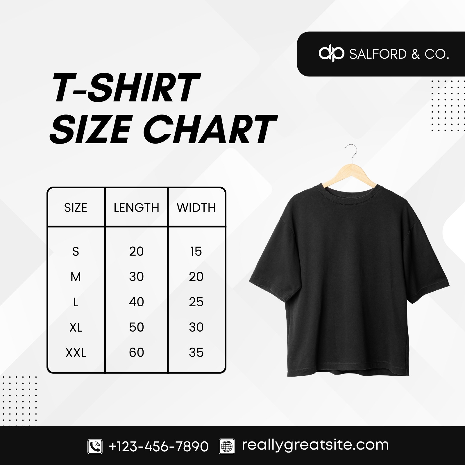 Free and customizable size chart templates