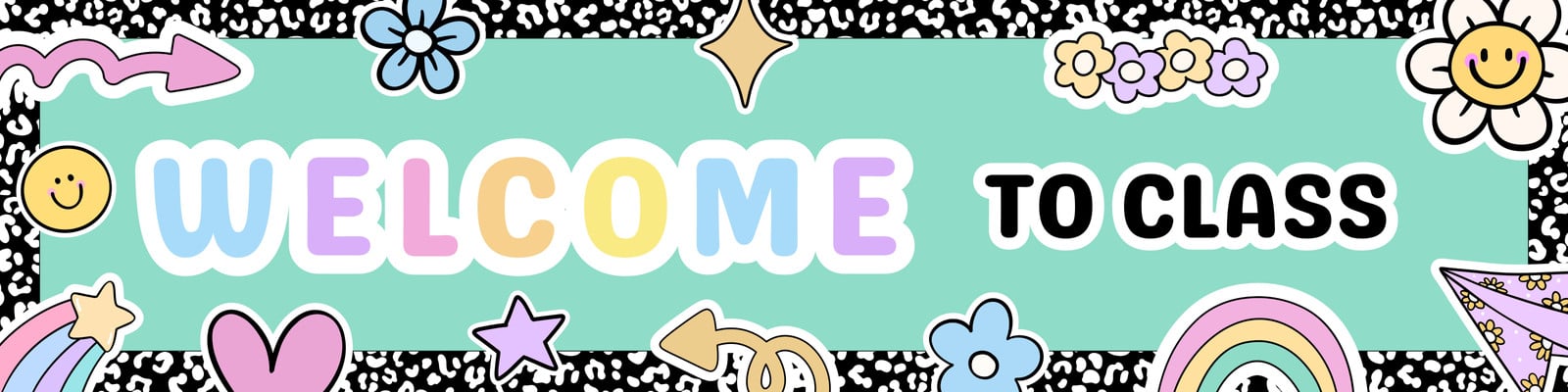 Welcome to Class Google Classroom Header in Colorful Groovy Abstract Style