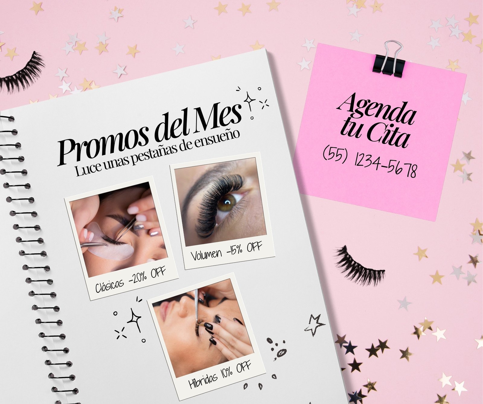 Post de Facebook Promoción Pestañas Moderno Rosa