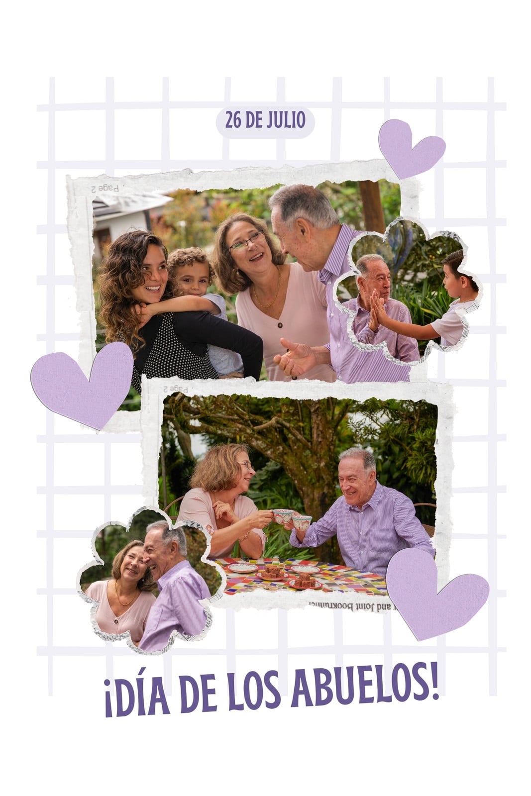 Collage de Fotos Día de los Abuelos Recortes Morado