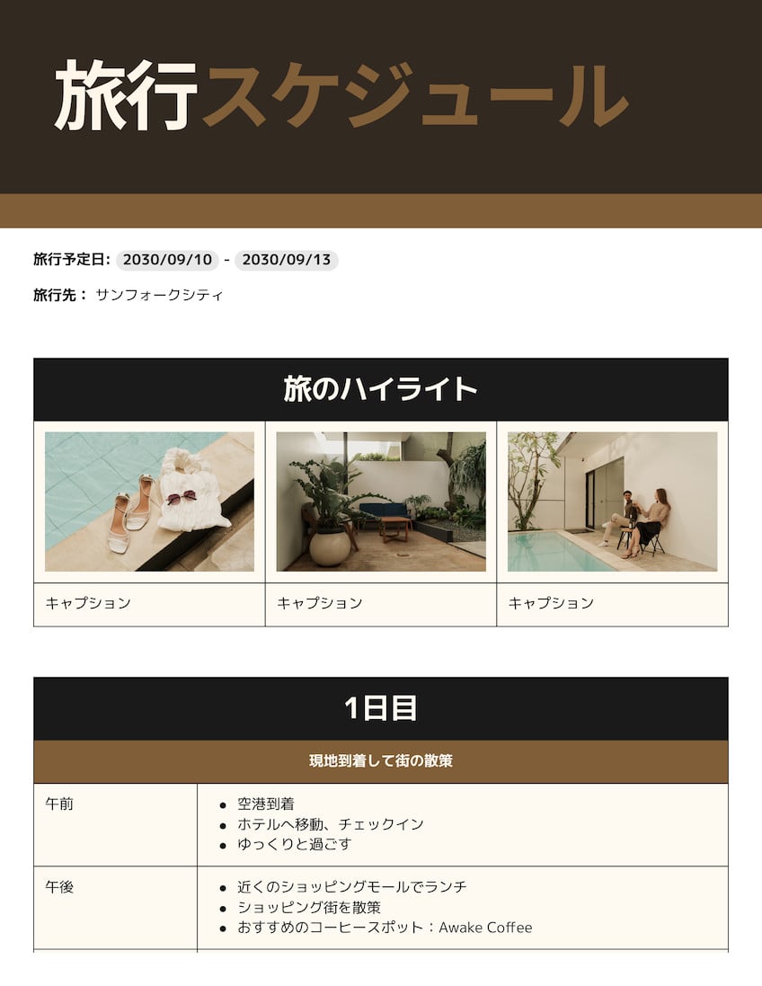 旅行スケジュール ドキュメント
