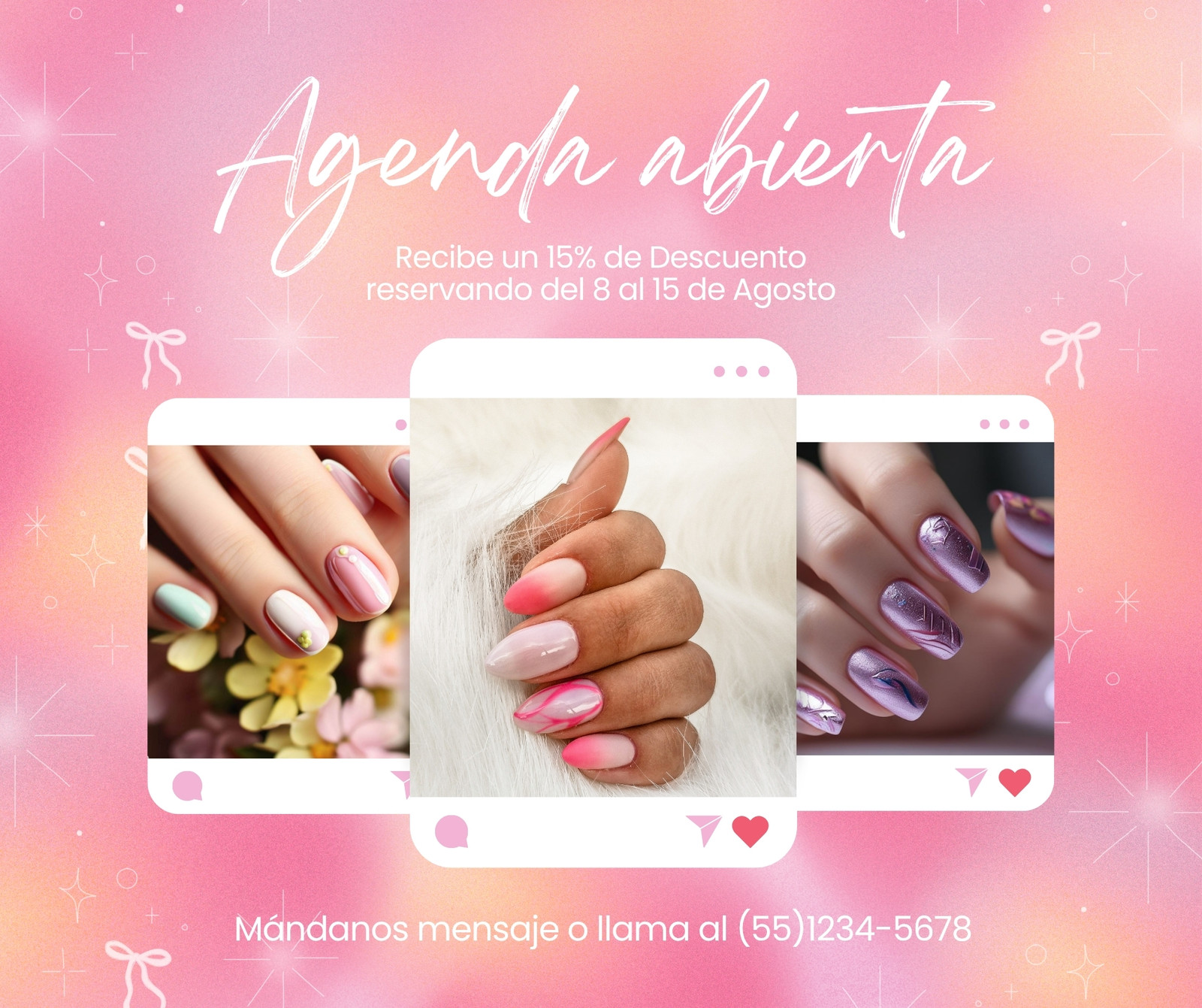 Post de Facebook Negocio Belleza Moderno Degradado Rosa