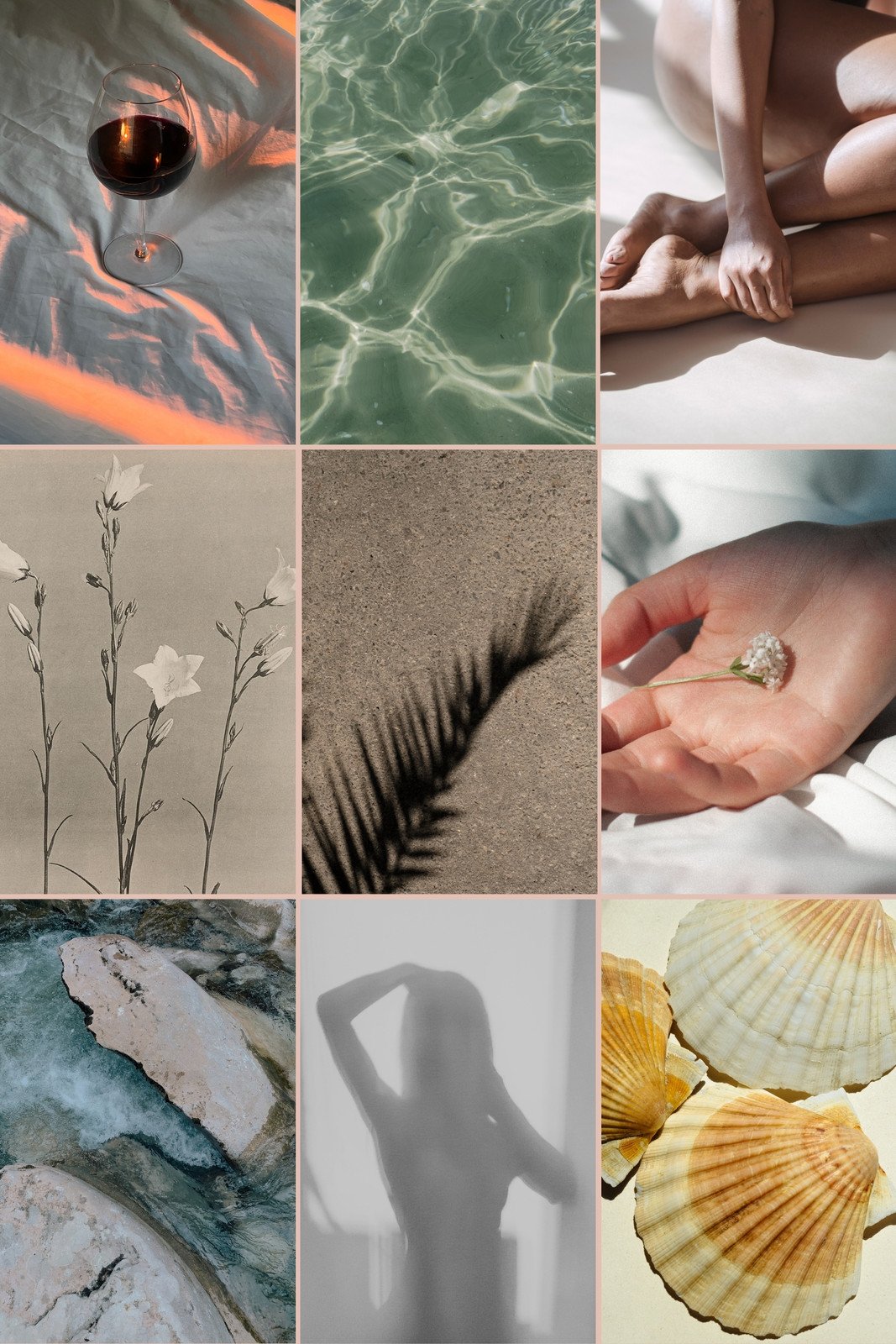 Creme  Orange Schlicht Modern Sommer Urlaub Moodboard Foto Collage 