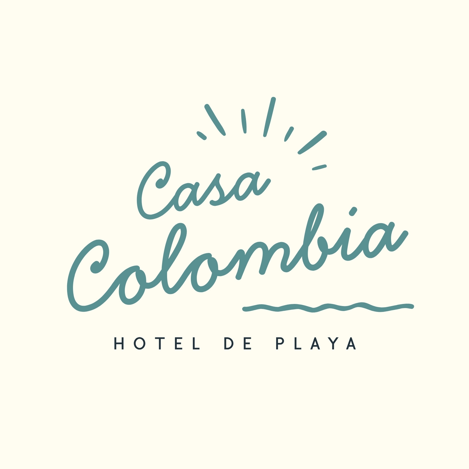 Logo Hotel De Playa Minimalista Turquesa Y Amarillo Pastel