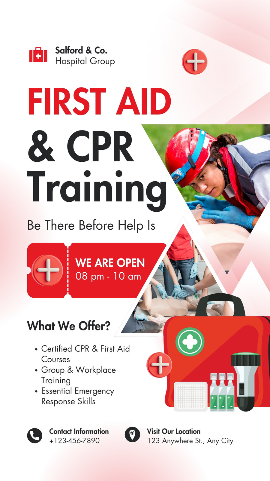 Red and White Modern First Aid & CPR Training Instagram Story