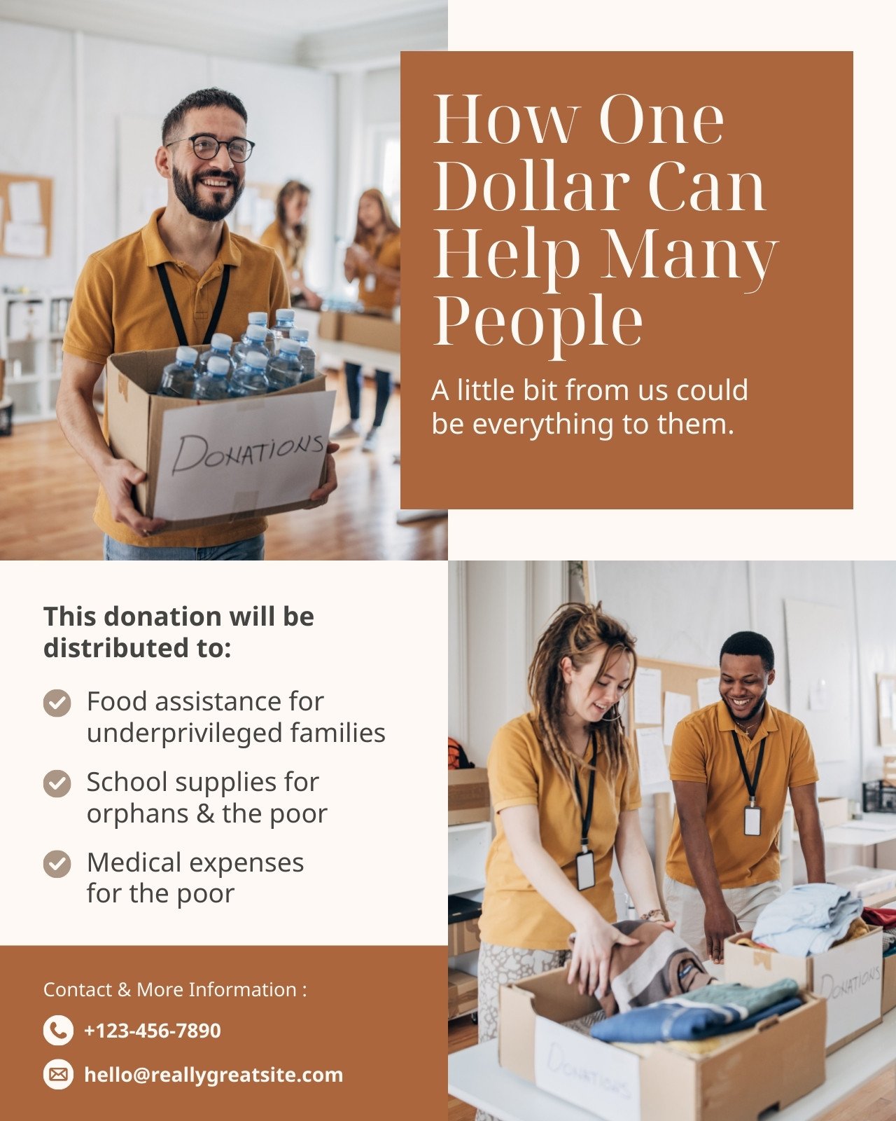 Brown and Beige Modern Open Donation Instagram Post
