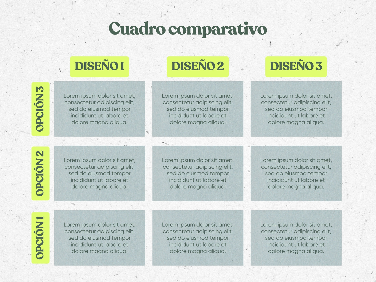 Cuadro Comparativo Sencillo Azul Verde Amarillo