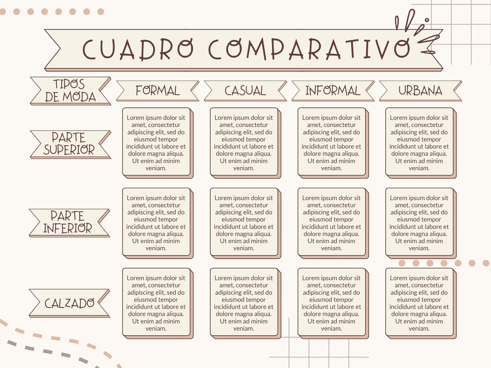 Grafica Cuadro comparativo garabatos beige y marron