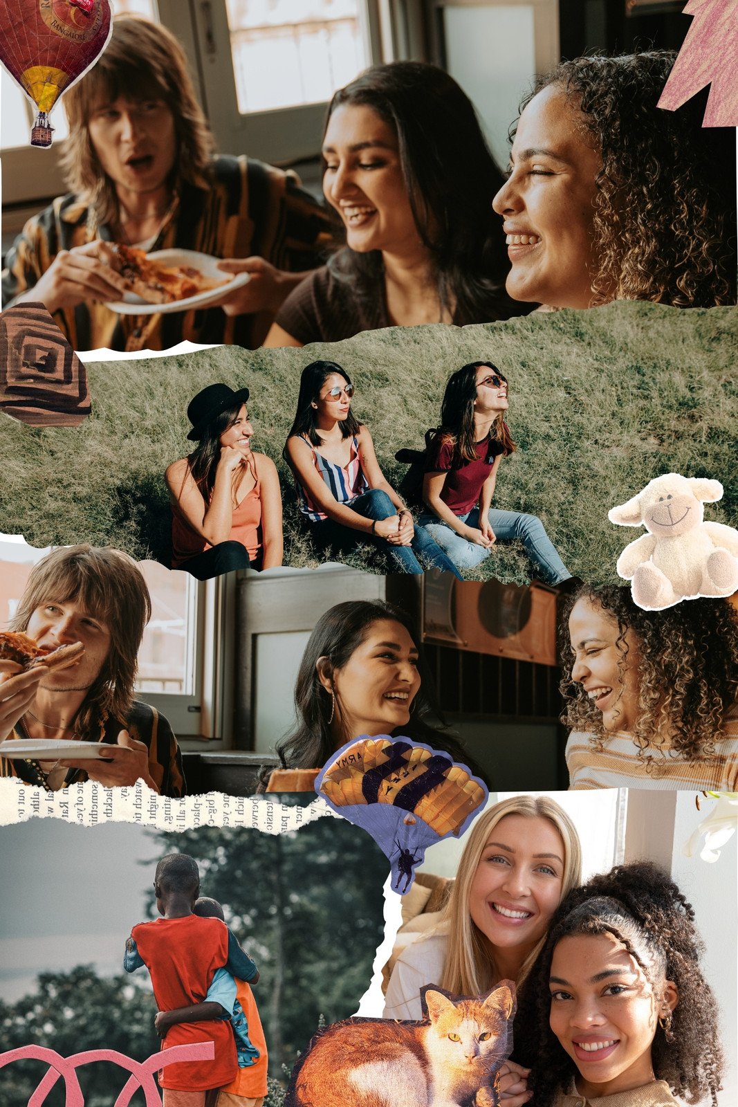 Cokelat dan Krem Kolase Foto Potret