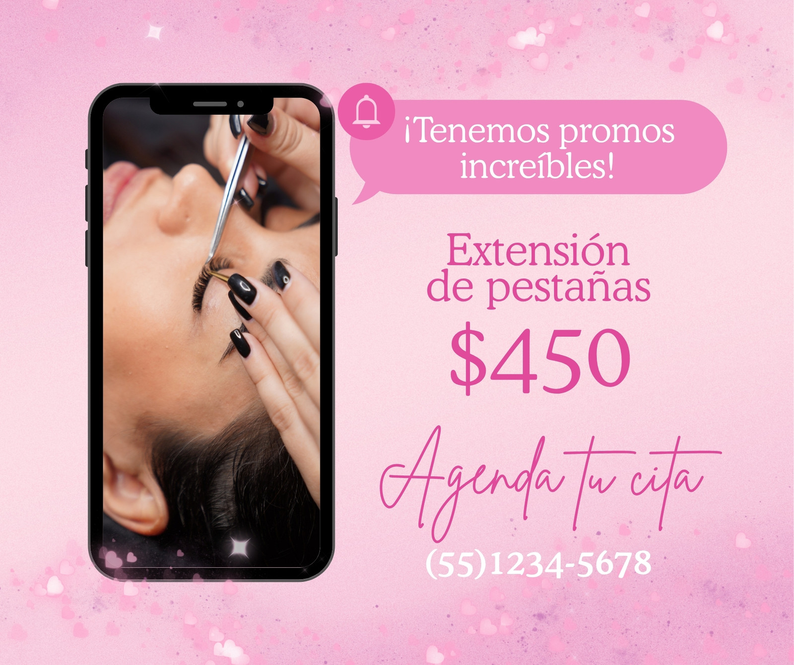 Post. de Facebook Promoción Pestañas Moderno Rosa