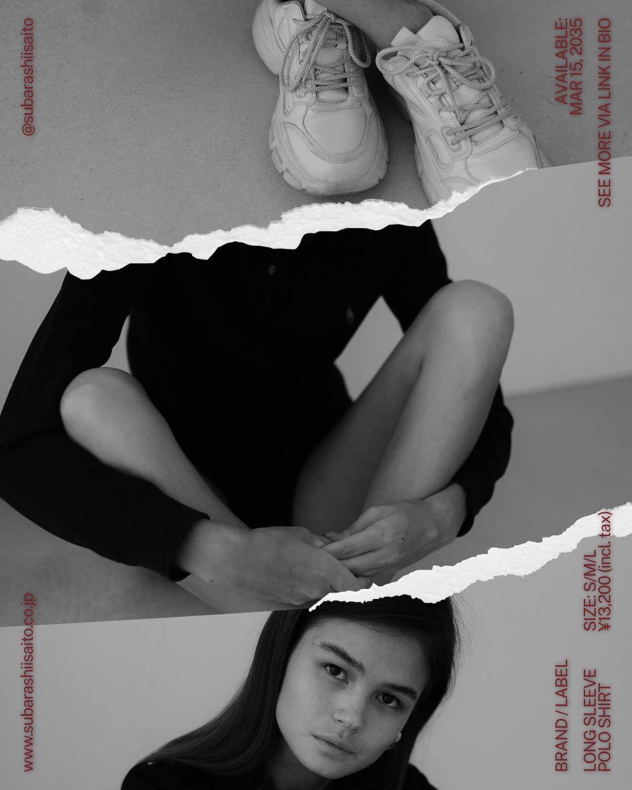 白　黒　赤　シンプル　コラージュ　ファッション　商品　プロモーション　Instagram投稿