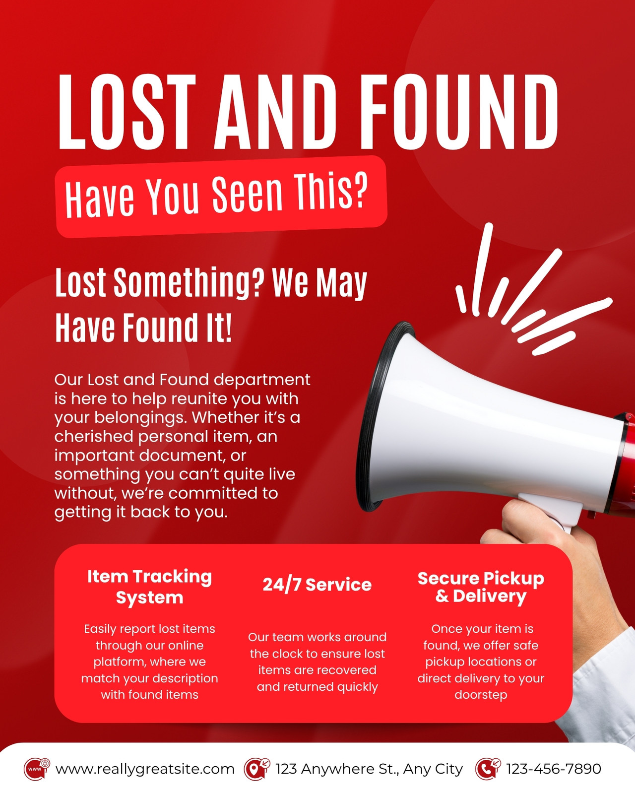 Red and White Modern Lost and Found Announcement Instagram Post