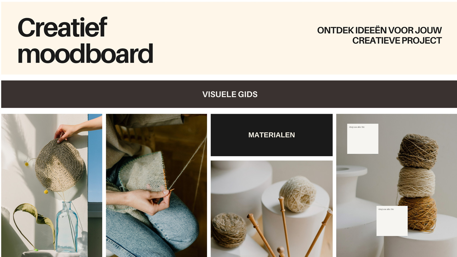 Crème Beige en Donkerbruine Moderne Stijl Creatief Moodboard Whiteboard