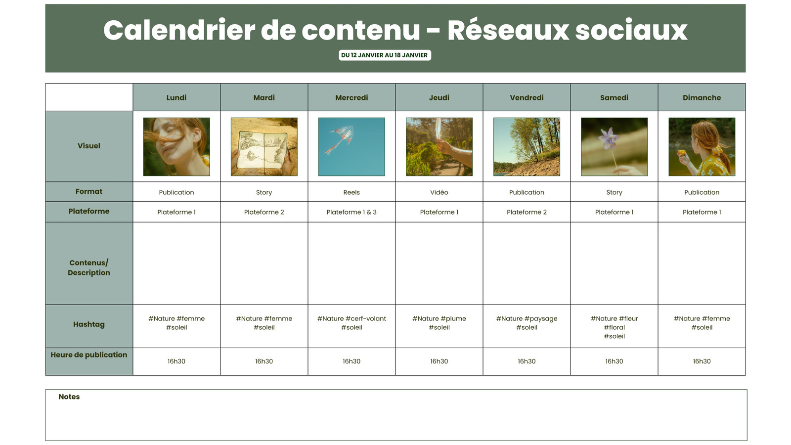 Tableau blanc calendrier de contenu pour les réseaux sociaux simple 