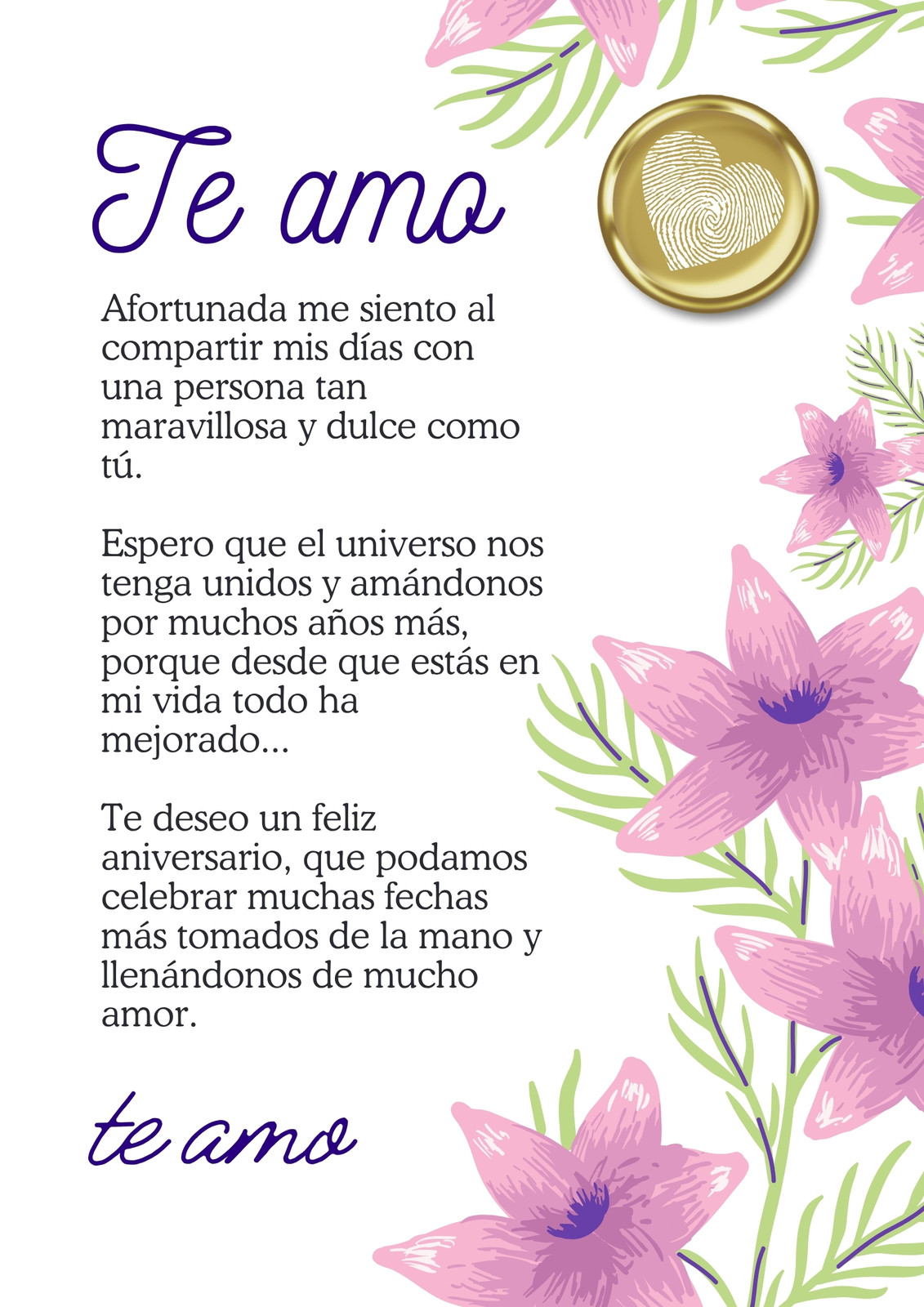 Documento A4 Carta De Amor Moderno Floral Moderno Morado