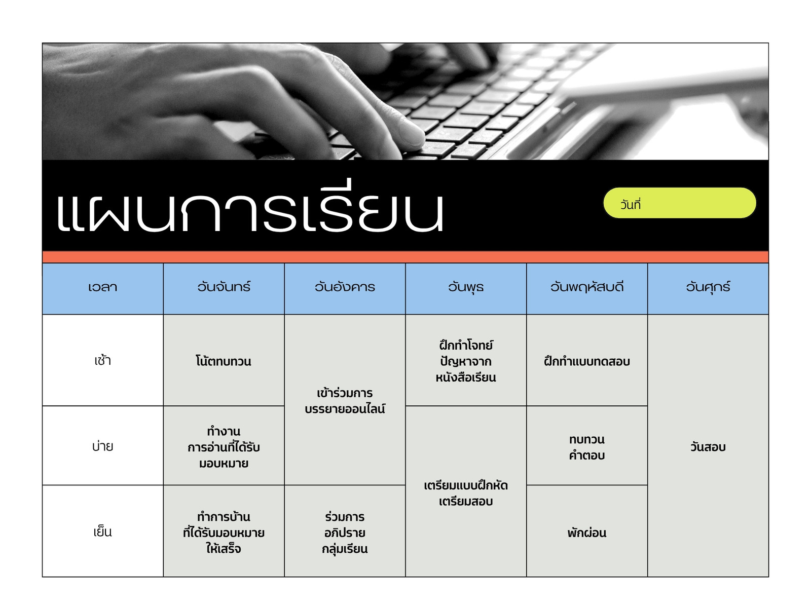 กราฟชาร์ตแผนการเรียน