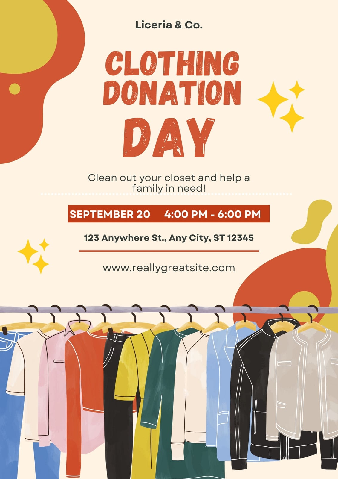 Orange And Yellow Playful Clothing Donation Day Flyer