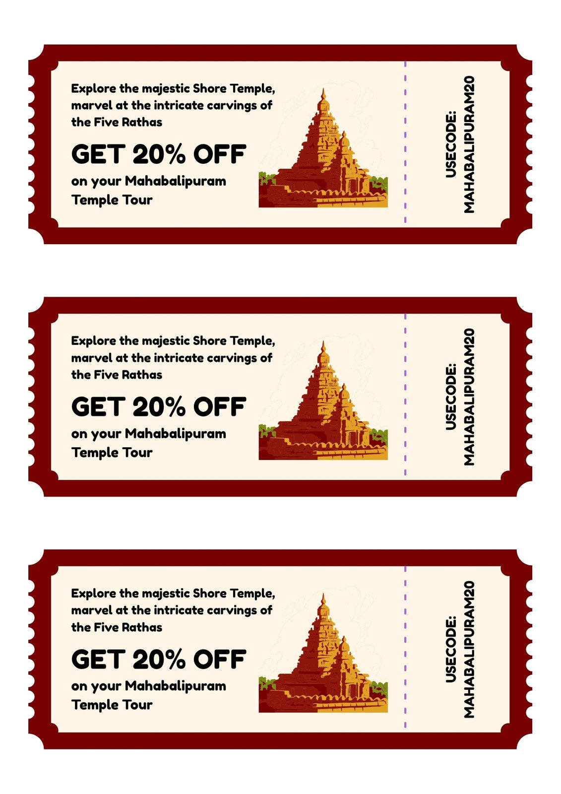 Red Cream Traditional Mahabalipuram Temple Tour Coupon