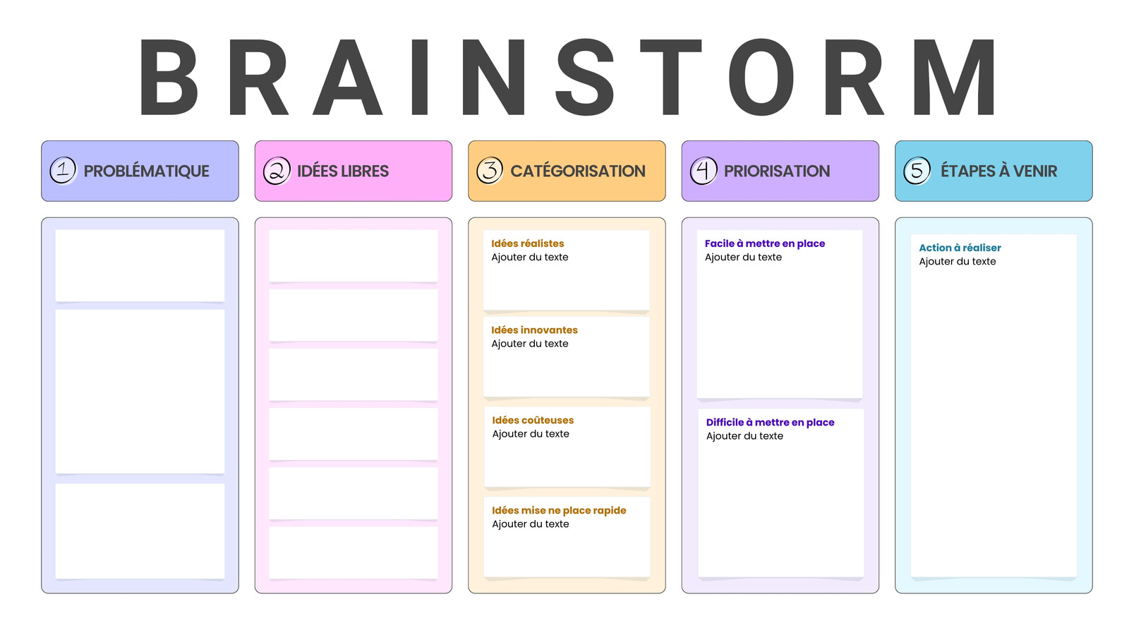 Tableau Blanc Brainstorm Projet Moderne Minimaliste Pastel Multicolore