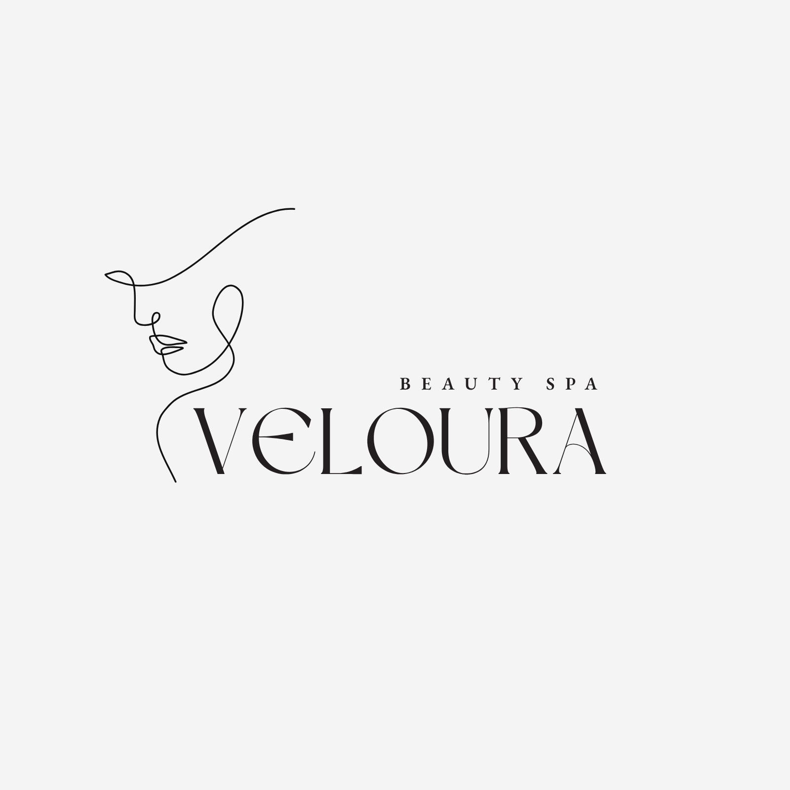 Logo spa tối giản đen trắng Veloura Logo spa tối giản đen trắng Veloura