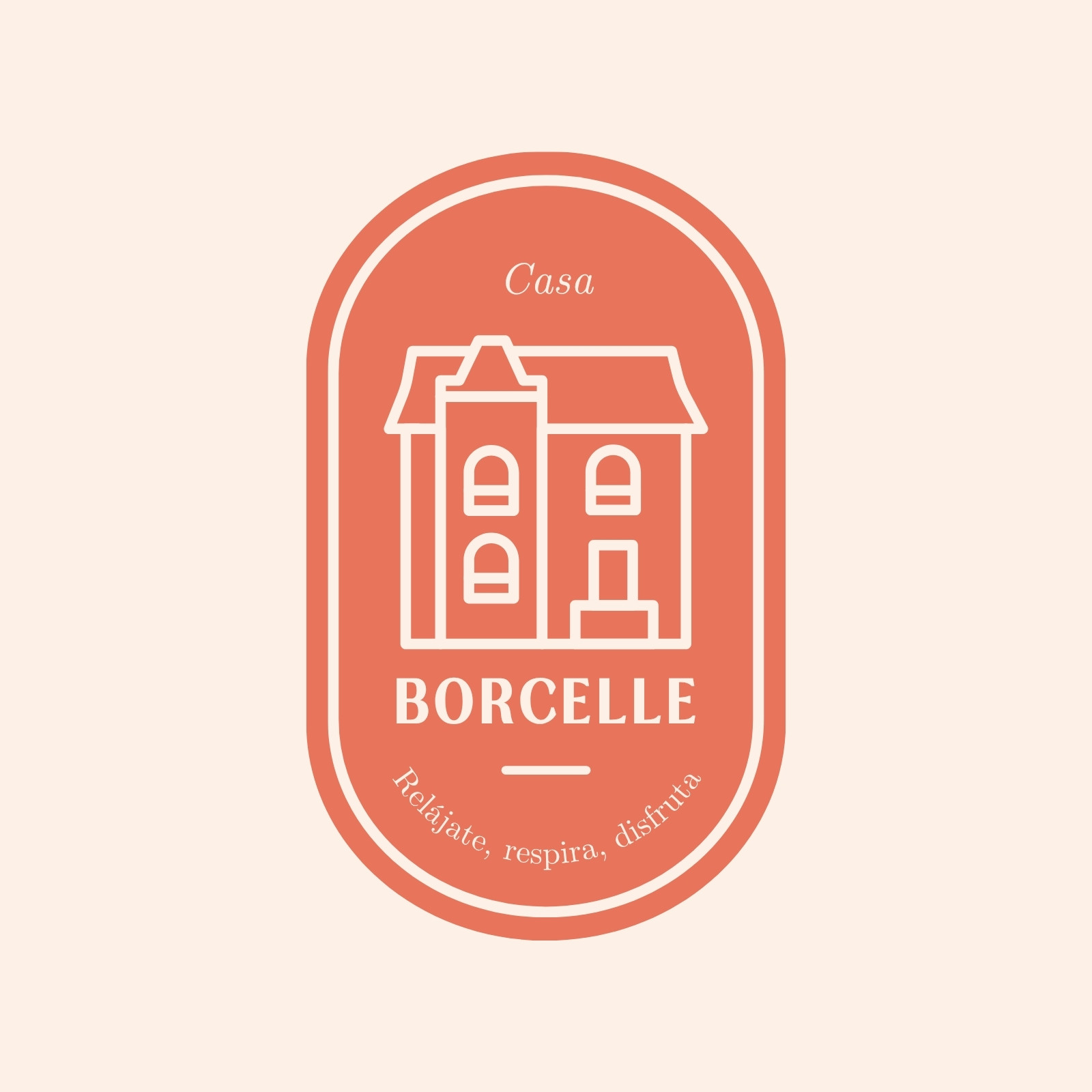 Logotipo de casa vacacional minimalista color coral