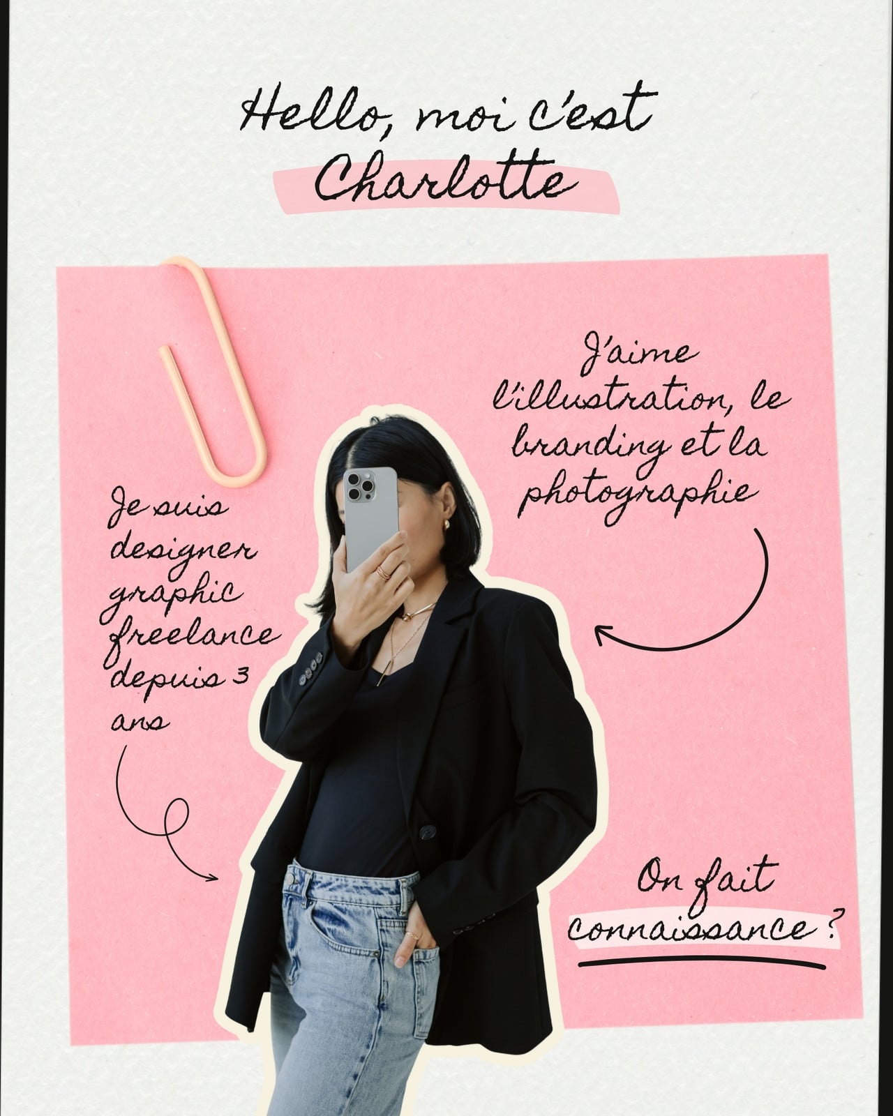 Post Instagram Présentation Qui suis-je Freelance Moderne Collage Rose et Beige 