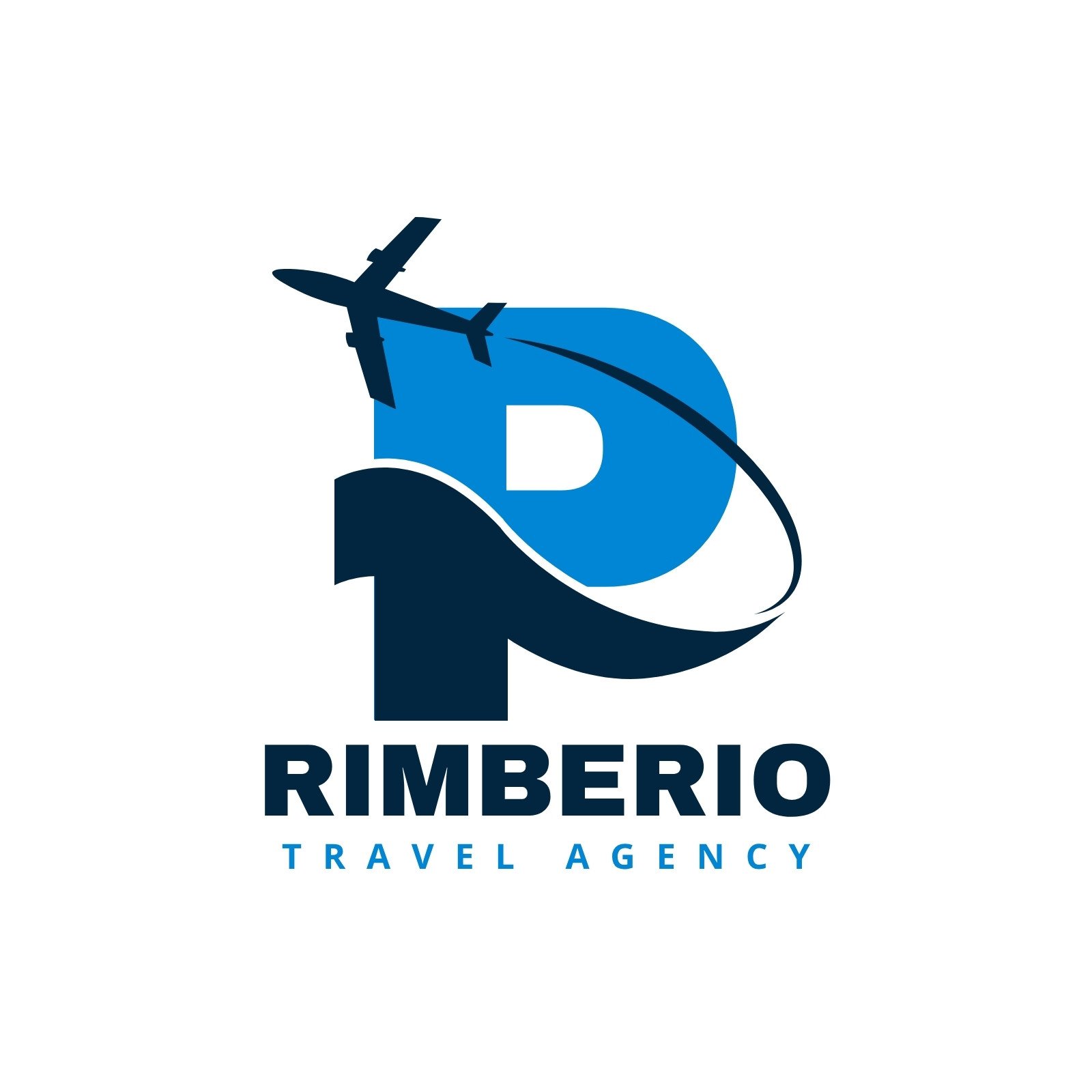 Blue and White Modern Travel Agency Logo