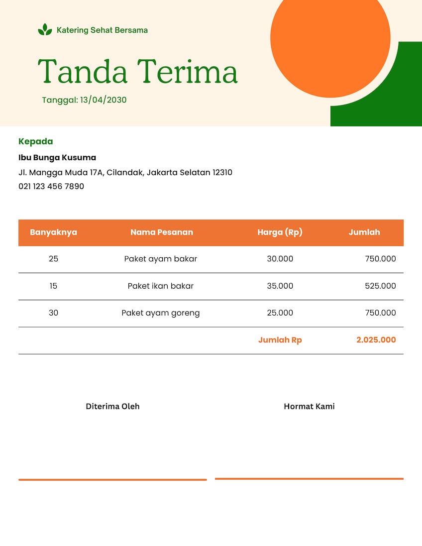 Tanda Terima Katering Simpel Geometris Putih Krem
