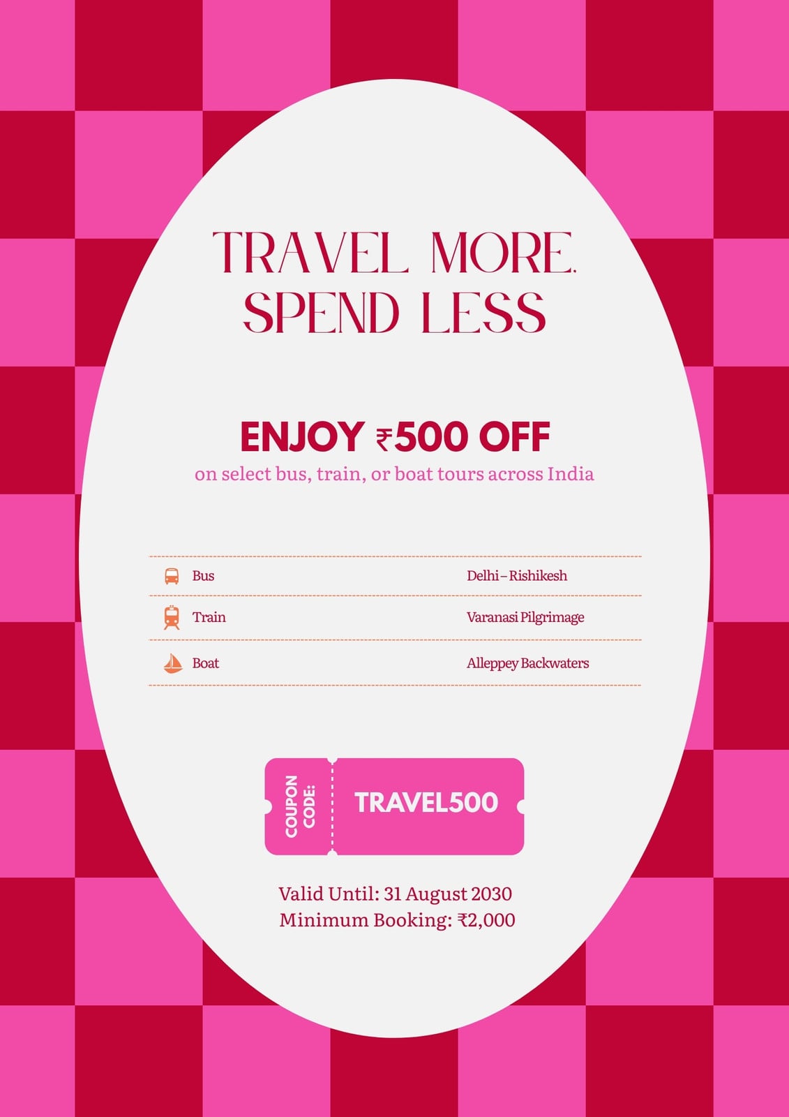 Pink And Red Modern Travel Discount Coupon