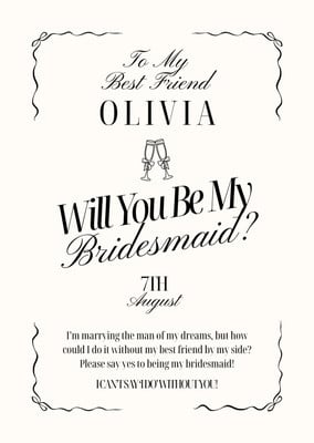 will you be my bridesmaid dress card Free printable invitation templates Size:medium 6- 8Y