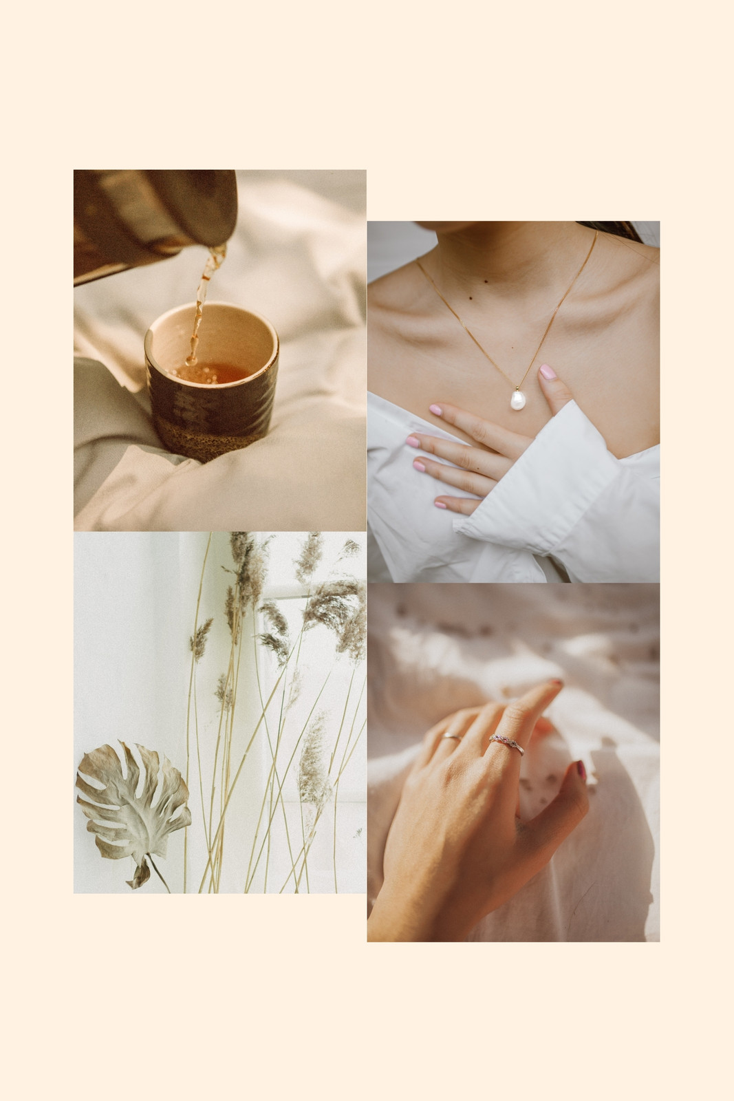 Creme Weiß Elegant Minimalistisch Lifestyle Moodboard Foto Collage 