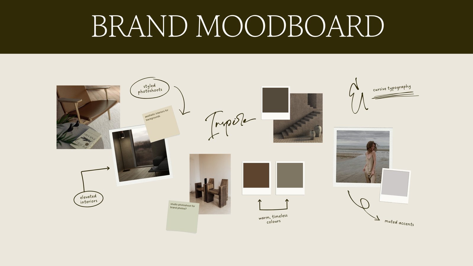Brown Minimal Brand Moodboard Whiteboard