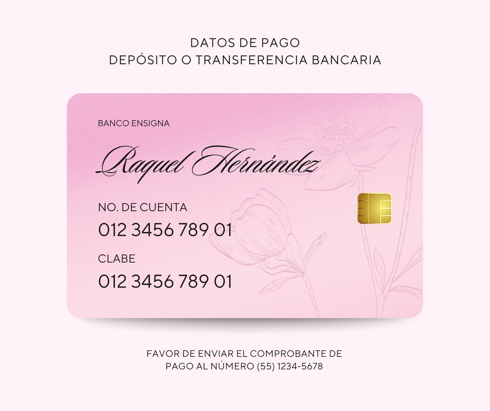 Post de Facebook Datos de Pago Transferencia Minimalista Rosa