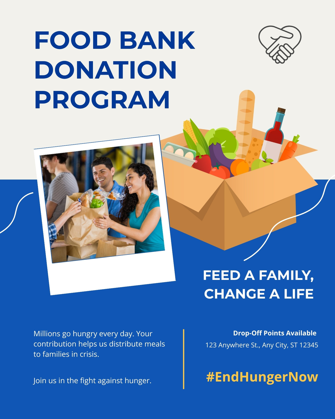 Blue Modern Food Donation Instagram Post