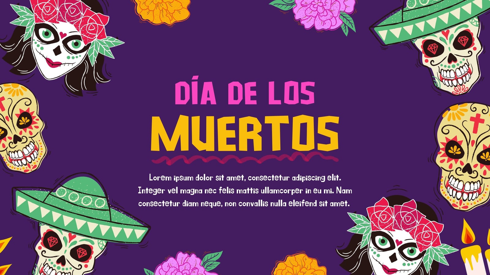 Presentación celebración del día de los muertos festivo folclórico colorido
