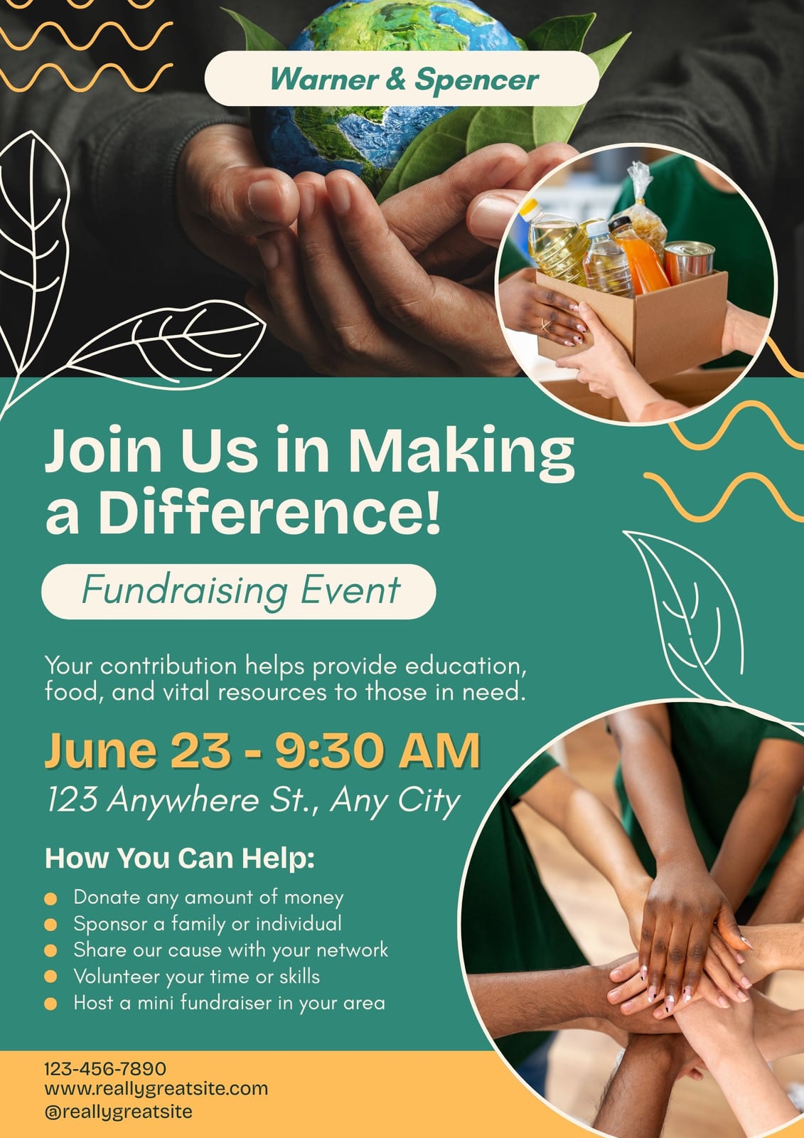 Green And Yellow Bold Creative Fundraising Flyer