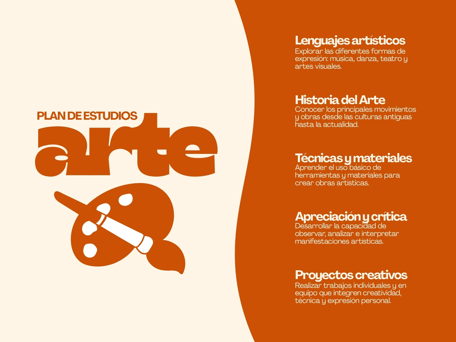 Gráfica de plan de estudios de arte ilustrativo naranja y amarillo