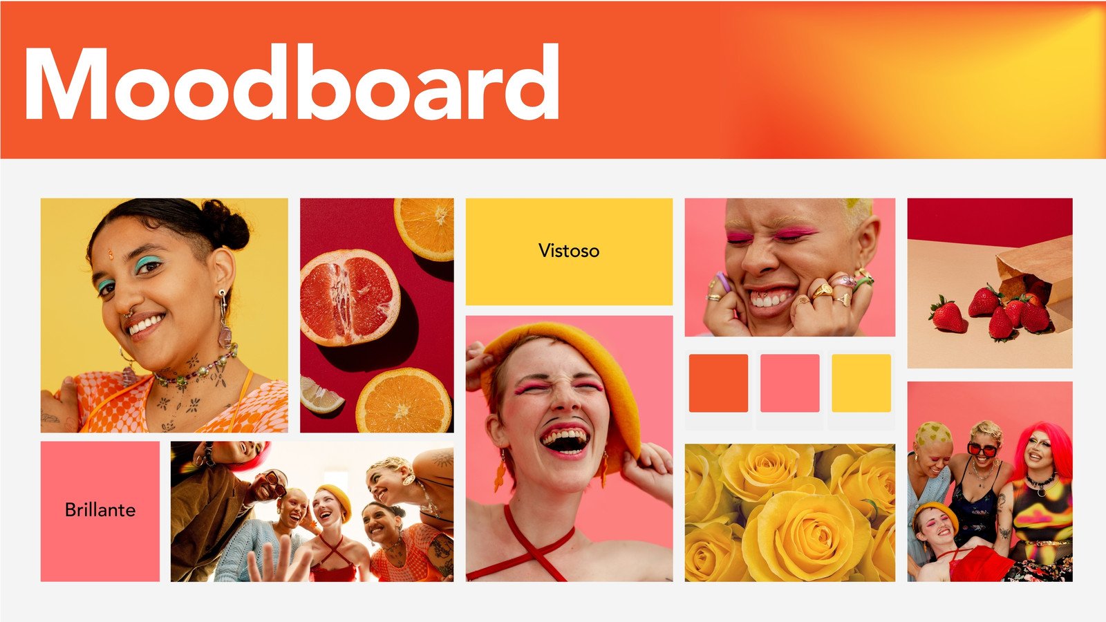 Pizarrón virtual de moodboard degradado minimalista naranja amarillo rojo
