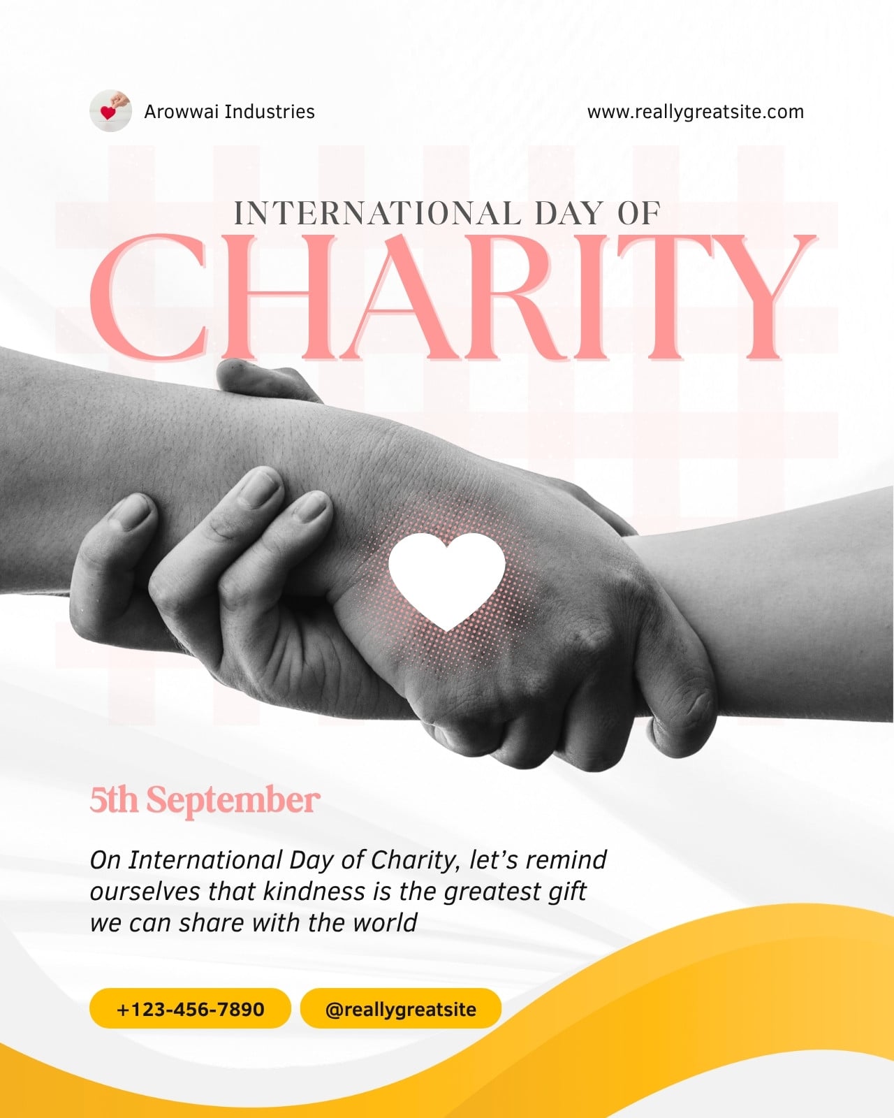 Pink and Yellow Minimalist International Day Of Charity Instagram Post