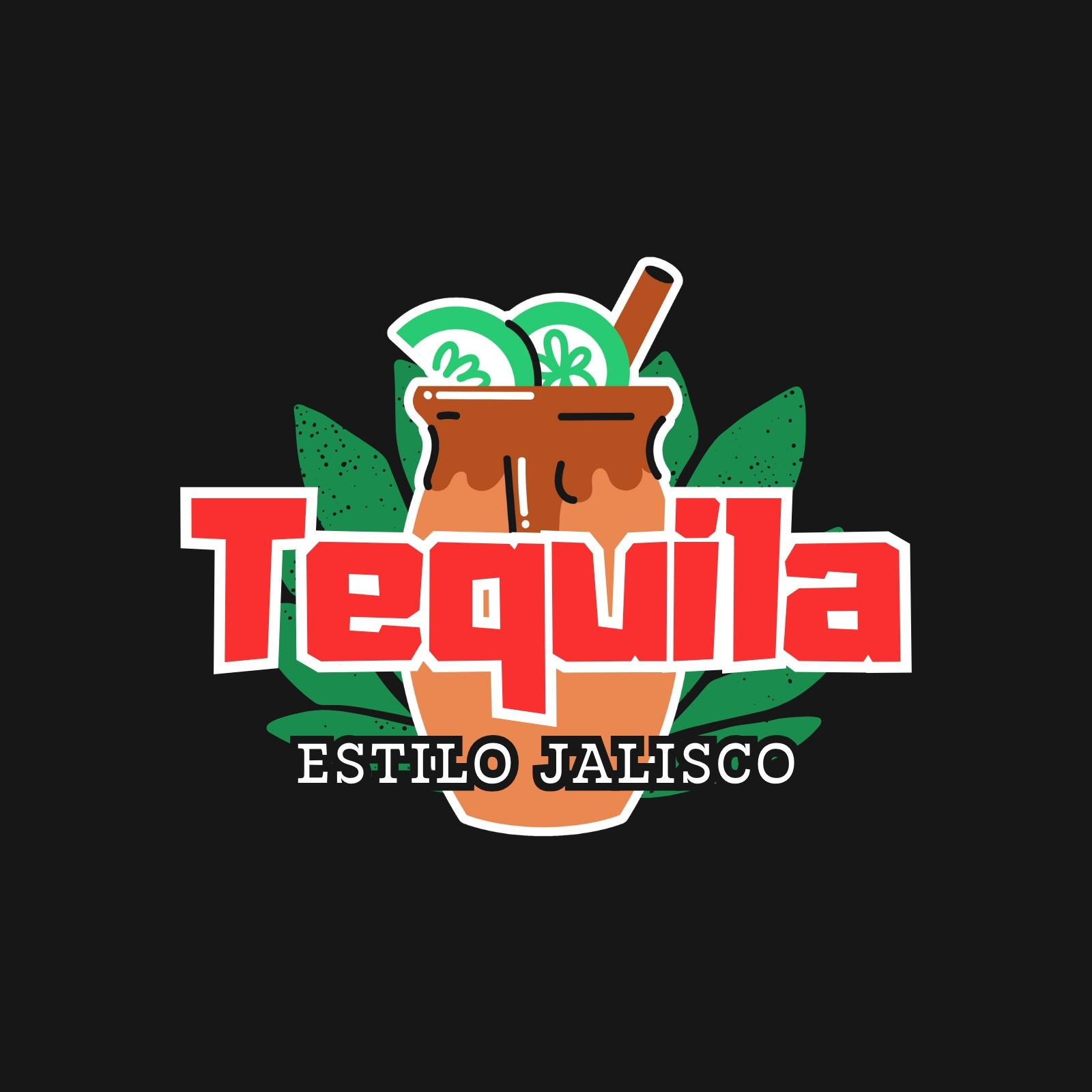 Logo Bebida Tequila Ilustrado Rojo y Verde