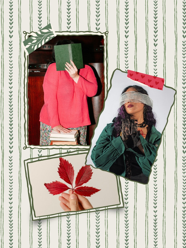 Vintage Retro Autumn Fall Photo Collage Instagram Post Canva template, red and green