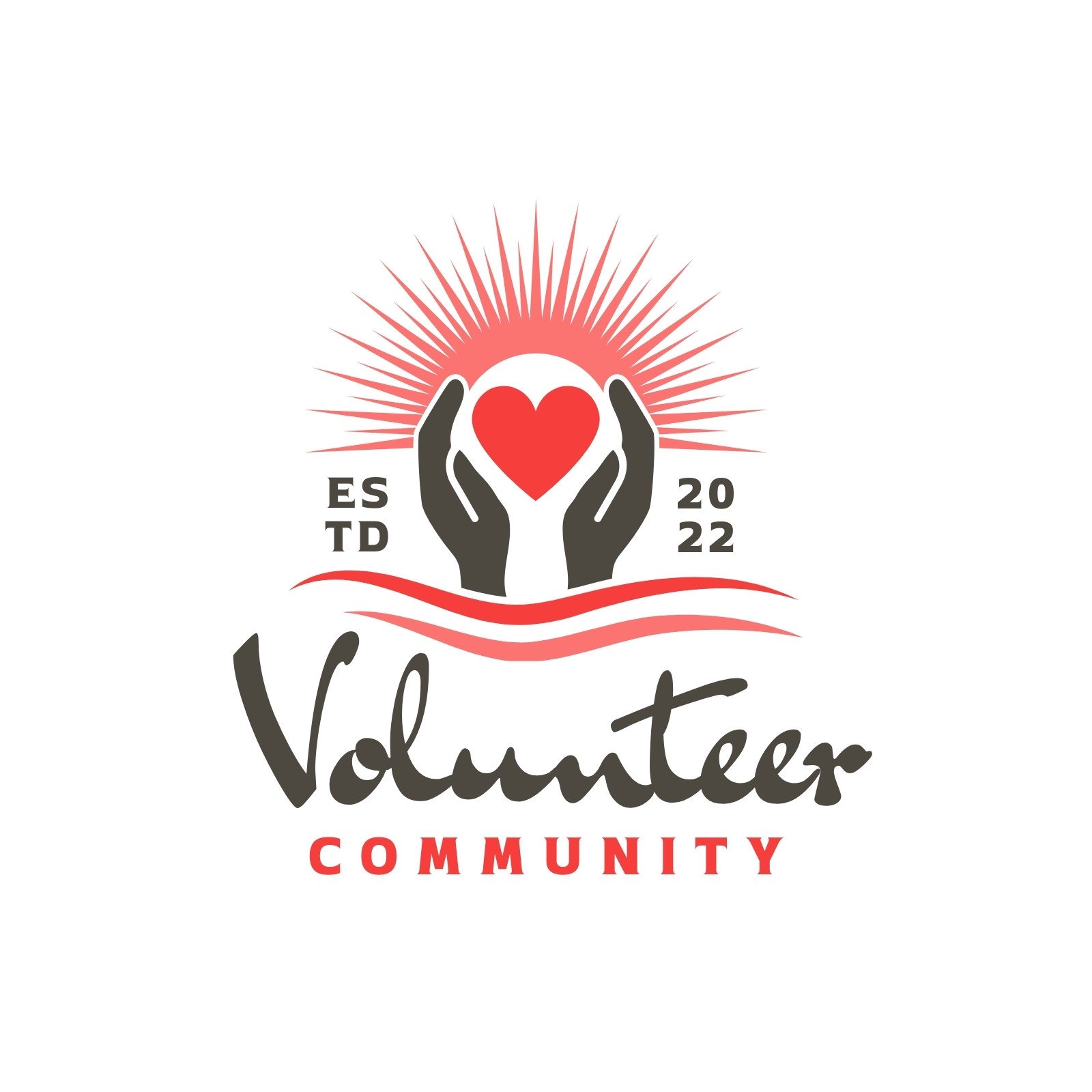 Black and Red Simple Modern Volunteer Community Logo