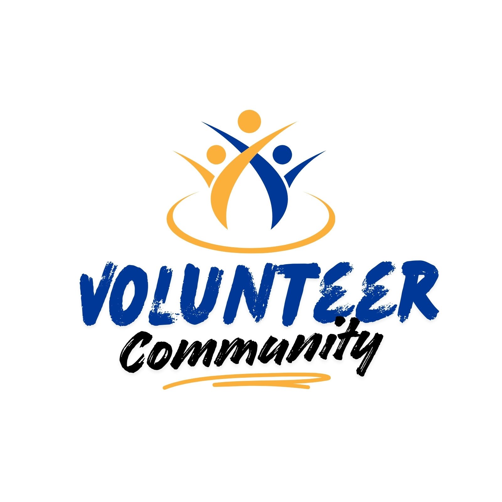 Volunteer Community Logo in Blue and Yellow Modern Style
